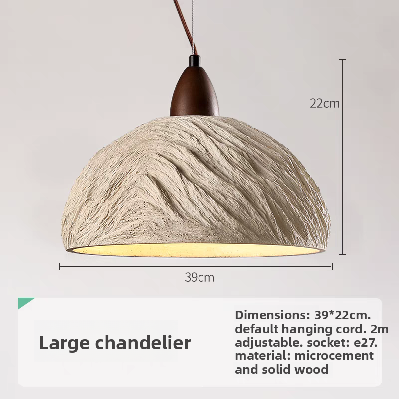 Cement and Wood Pendant Lamp – Industrial Retro Hanging Light for Kitchen Island or Dining Table