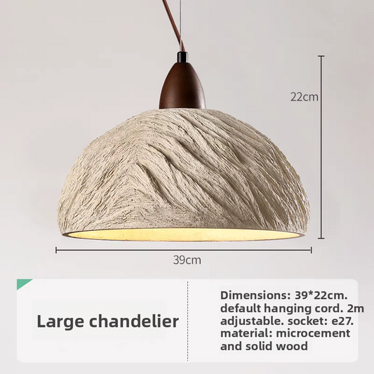 Cement and Wood Pendant Lamp – Industrial Retro Hanging Light for Kitchen Island or Dining Table
