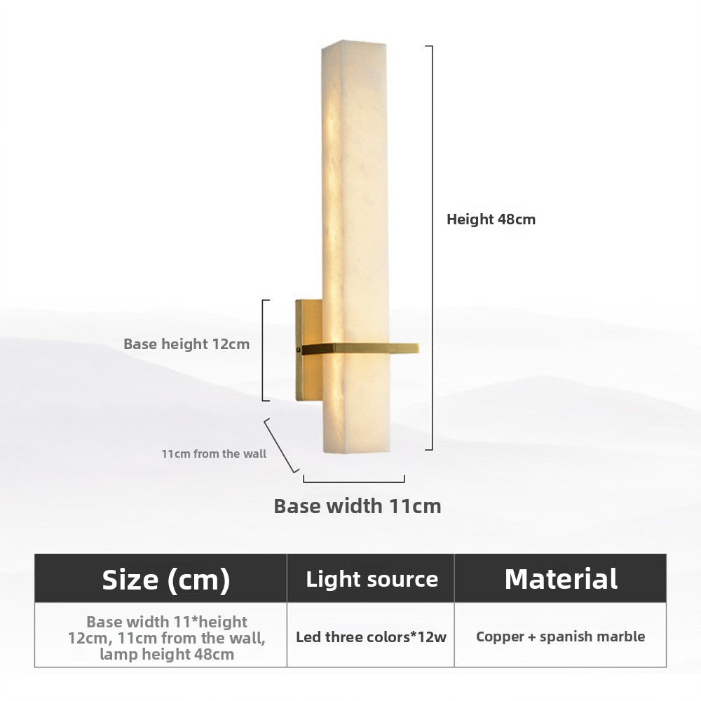 Marble Linear Wall Sconce – Modern Stone Wall Light for Bedroom & Dining Room