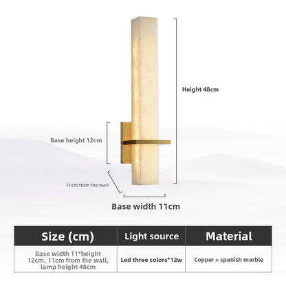 Marble Linear Wall Sconce – Modern Stone Wall Light for Bedroom & Dining Room