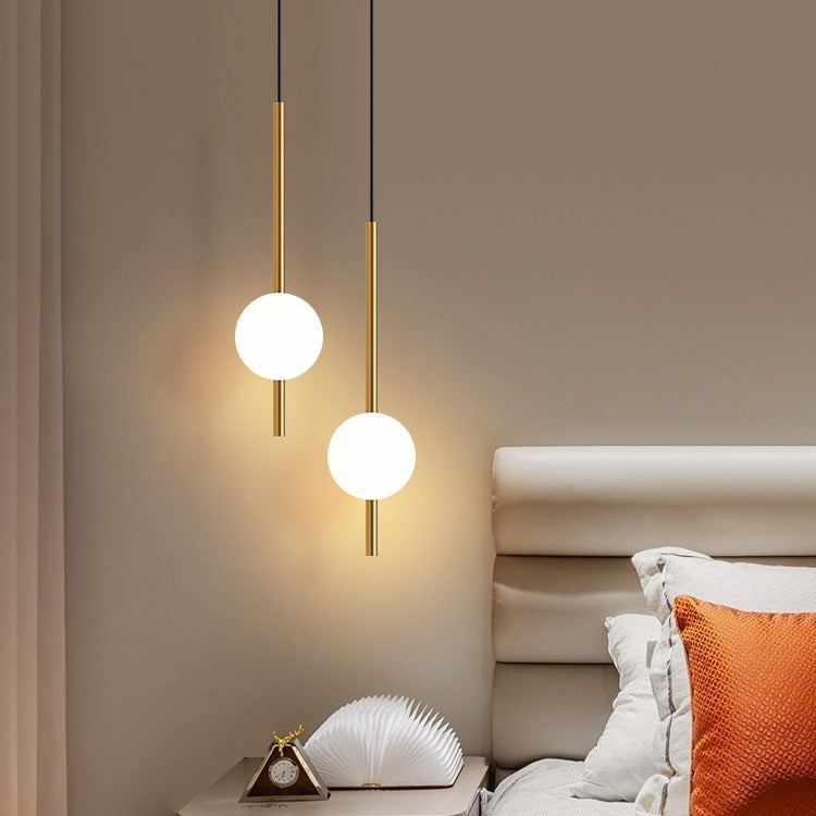 Minimalist Globe Pendant Light – Frosted Glass Ball Hanging Lamp for Living Room