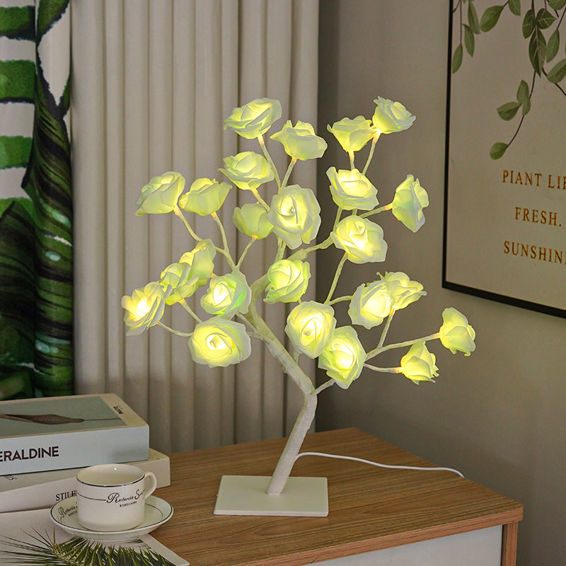 Artificial Rose Tree Night Light – LED Floral Decorative Lamp for Bedroom