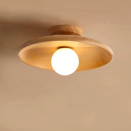 Japanese Wood Ceiling Light Fixture – Zen Style Flush Mount Lamp for Living Room