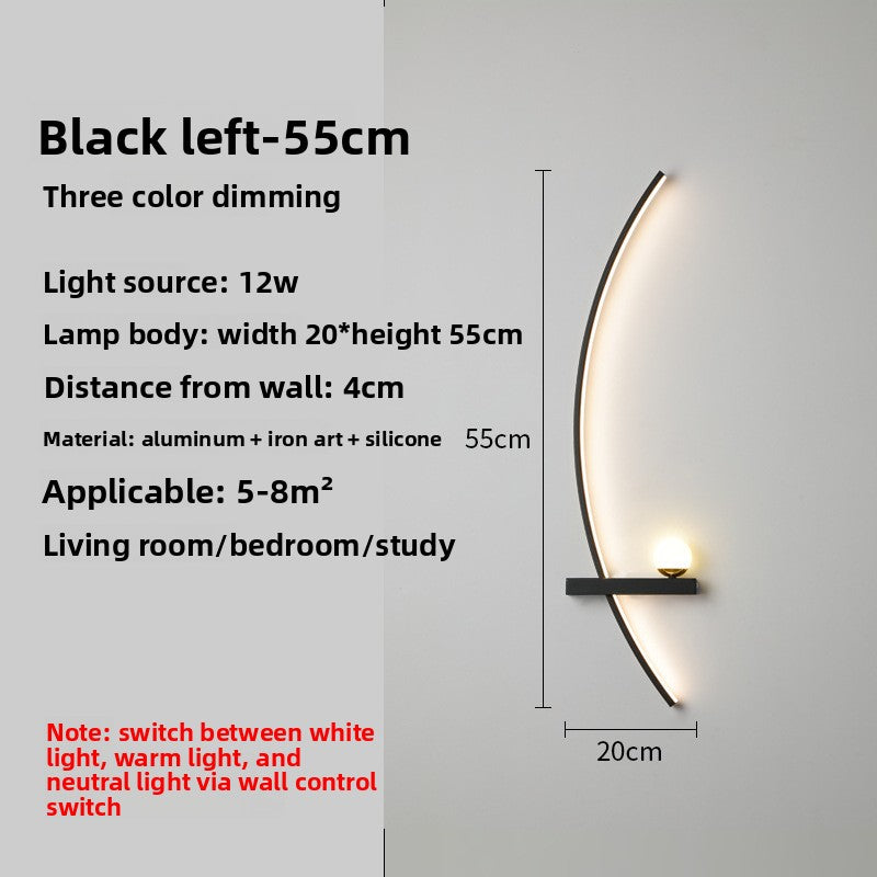 Crescent Moon LED Wall Lamp – Modern Bedroom Wall Sconce with Adjustable Arm