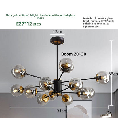 Scandinavian Glass Globe Chandelier – Multi-Ball Ceiling Light for Dining Room