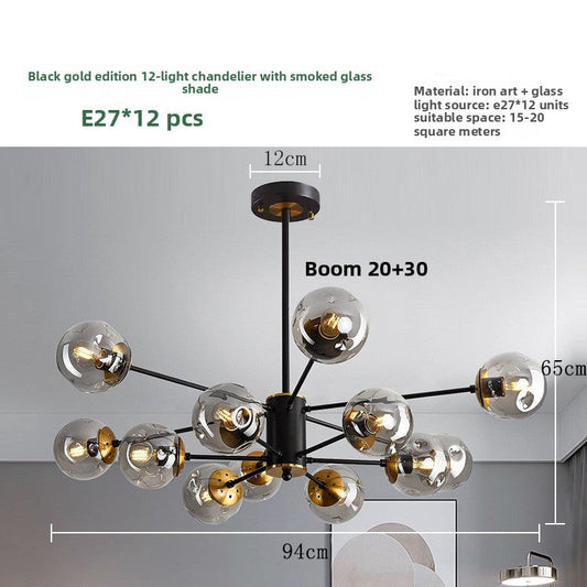 Scandinavian Glass Globe Chandelier – Multi-Ball Ceiling Light for Dining Room