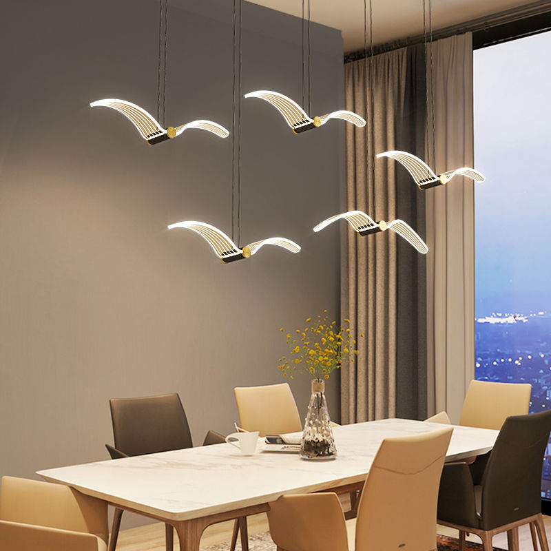 Modern Nordic Seagull Design Acrylic LED Pendant Light – Minimalist Hanging Ceiling Light for Dining Room & Kitchen