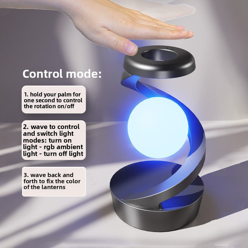 Rotating Spiral LED Night Light – Floating Gyroscope Ambient Lamp for Bedroom