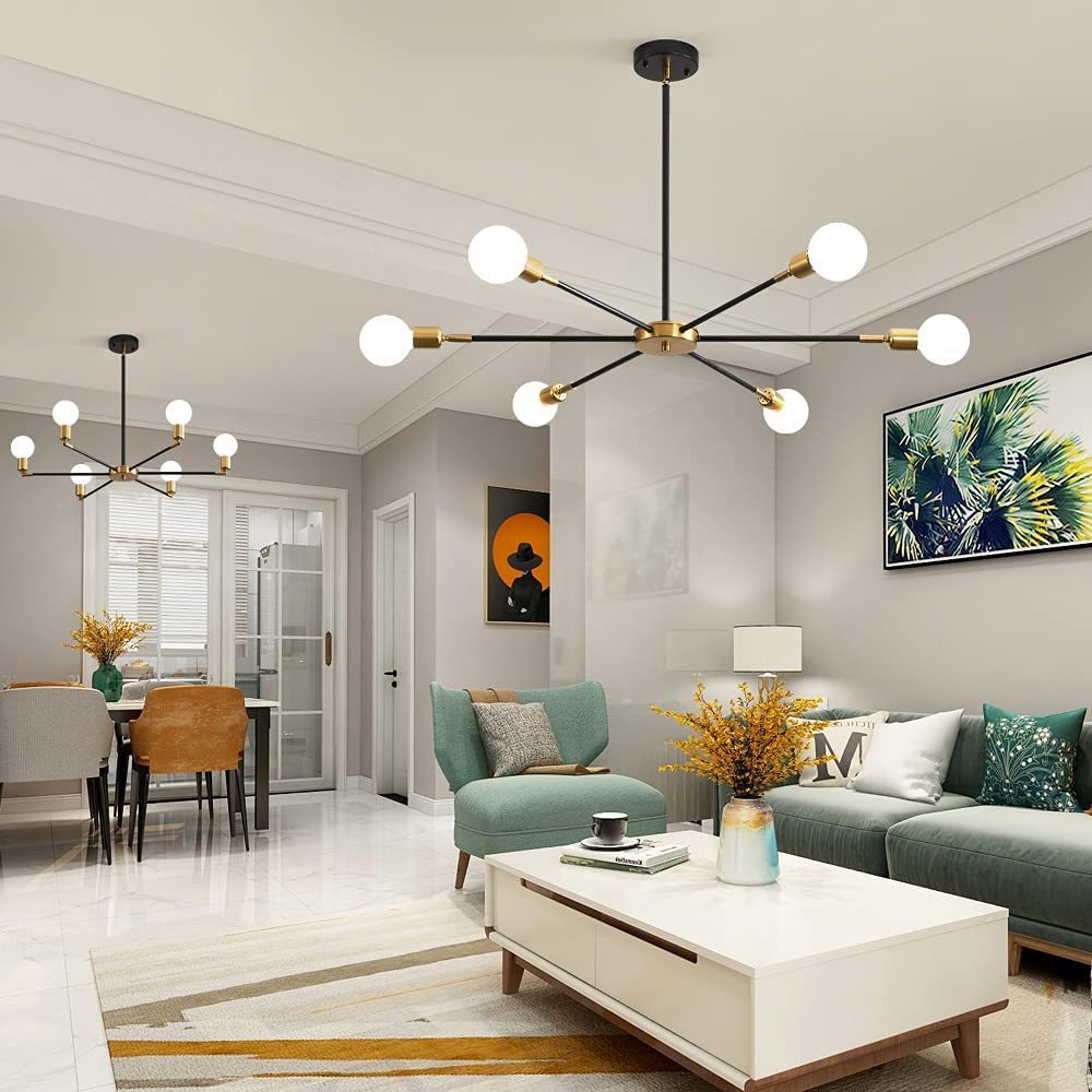 Sputnik Chandelier Mid-Century Modern – Starburst Ceiling Light for Living Room