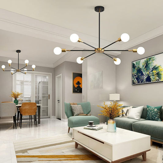 Sputnik Chandelier Mid-Century Modern – Starburst Ceiling Light for Living Room