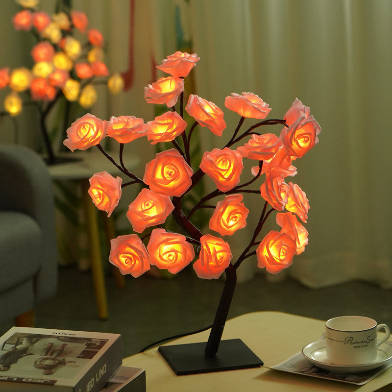 Artificial Rose Tree Night Light – LED Floral Decorative Lamp for Bedroom