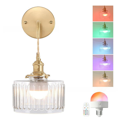 Vintage Japanese Kinshi Wall Sconce – Antique Brass Wall Light for Bedroom