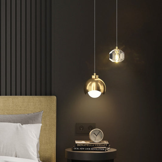 Modern Design Crystal Lampshade Bedside Pendant Lights – Luxury LED Lights for Bedroom & Living Room