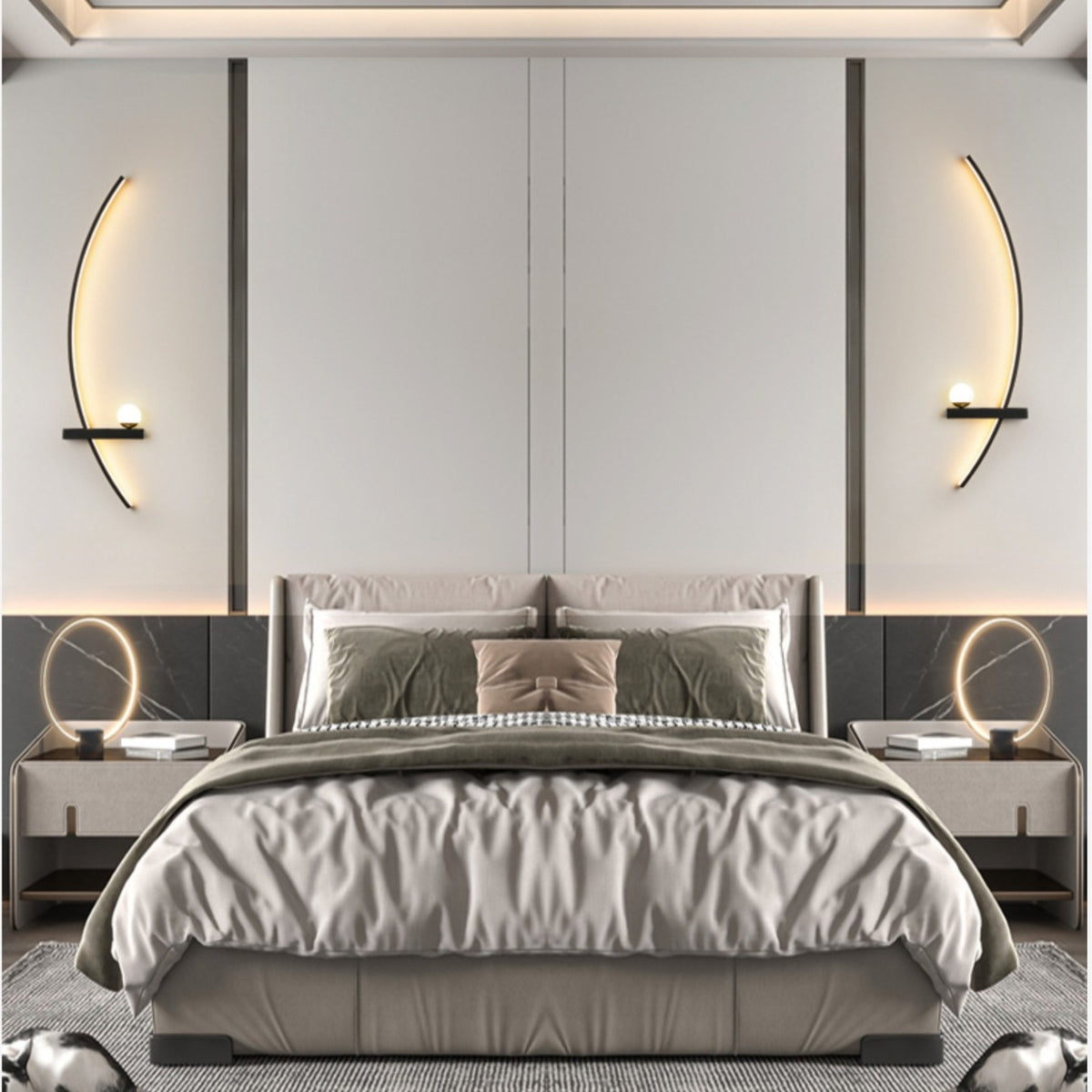 Crescent Moon LED Wall Lamp – Modern Bedroom Wall Sconce with Adjustable Arm