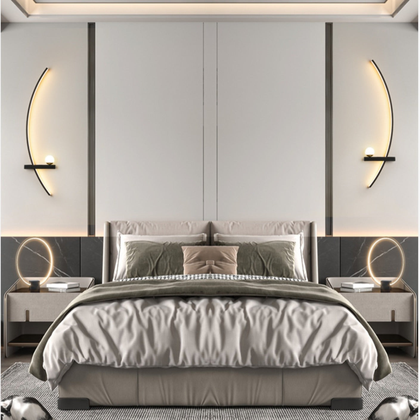 Crescent Moon LED Wall Lamp – Modern Bedroom Wall Sconce with Adjustable Arm