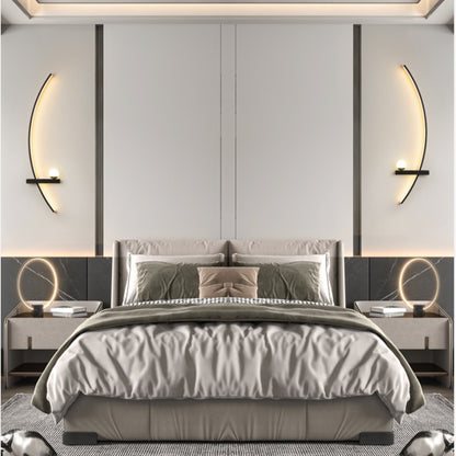 Crescent Moon LED Wall Lamp – Modern Bedroom Wall Sconce with Adjustable Arm