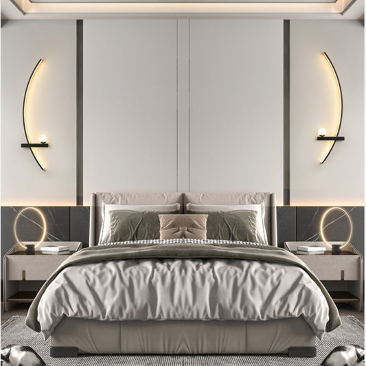 Crescent Moon LED Wall Lamp – Modern Bedroom Wall Sconce with Adjustable Arm