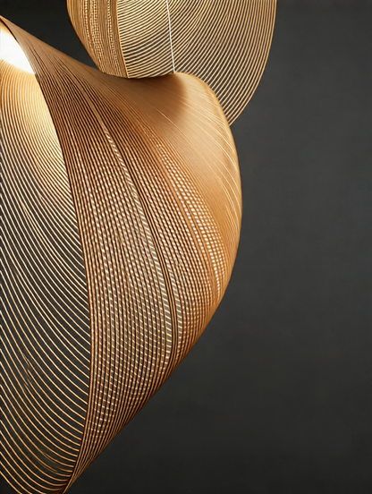 Layered Rattan Pendant Light – Boho Sculptural Woven Hanging Lamp for Living Room