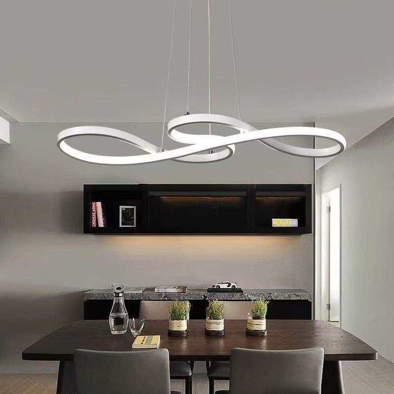 Curved Lines Metal Pendant Light – Modern Elegant Hanging Lamp for Kitchen Island