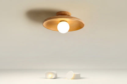 Japanese Wood Ceiling Light Fixture – Zen Style Flush Mount Lamp for Living Room