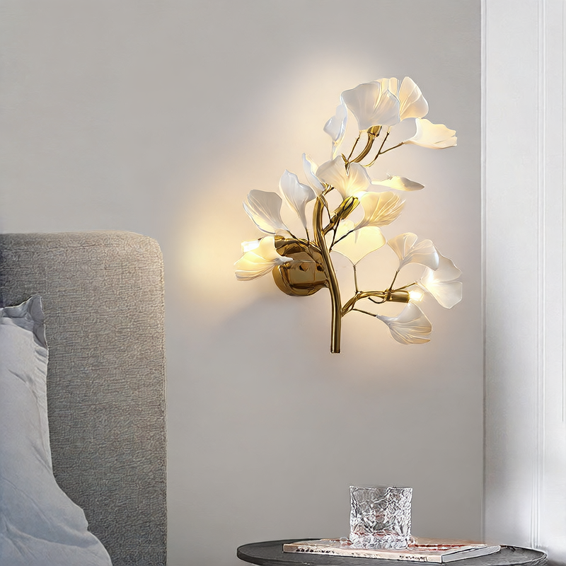 Ginkgo Leaf Wall Sconce – Minimalist Decorative Indoor Wall Light for Living Room