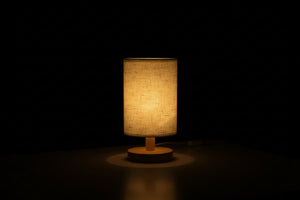 Nordic Wood & Fabric Table Lamp – Scandinavian Bedside Lamp for Bedroom