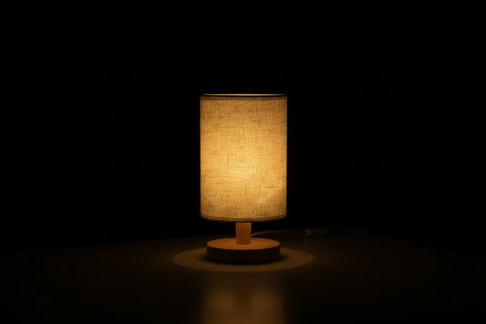 Nordic Wood & Fabric Table Lamp – Scandinavian Bedside Lamp for Bedroom