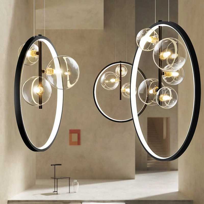 Nordic Iron Bubble Chandelier – Modern Glass Ball Cluster Ceiling Light