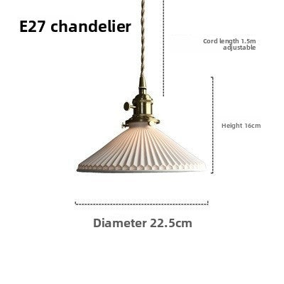 Japanese Brass Pleated Ceramic Pendant Light – Wabi-Sabi Hanging Lamp for Dining Room & Bedroom