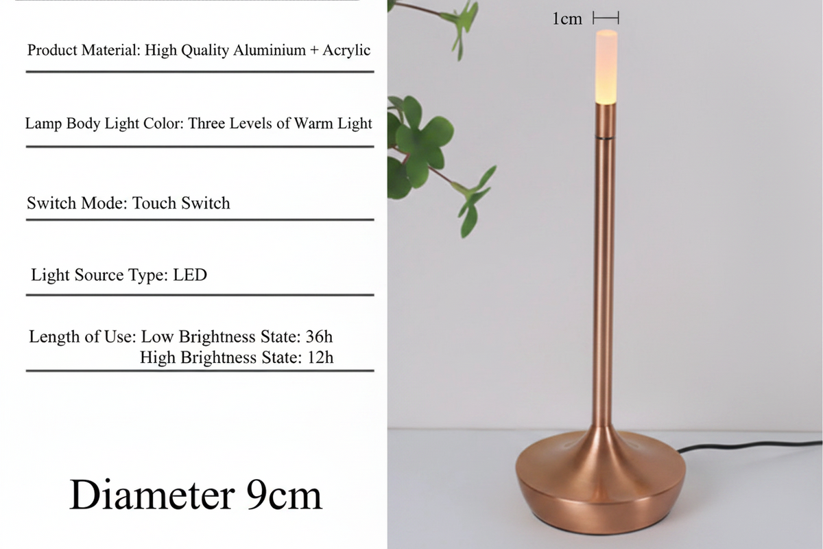 LED Candle Ambient Table Lamp – Flameless Flickering Bedside Lamp for Living Room
