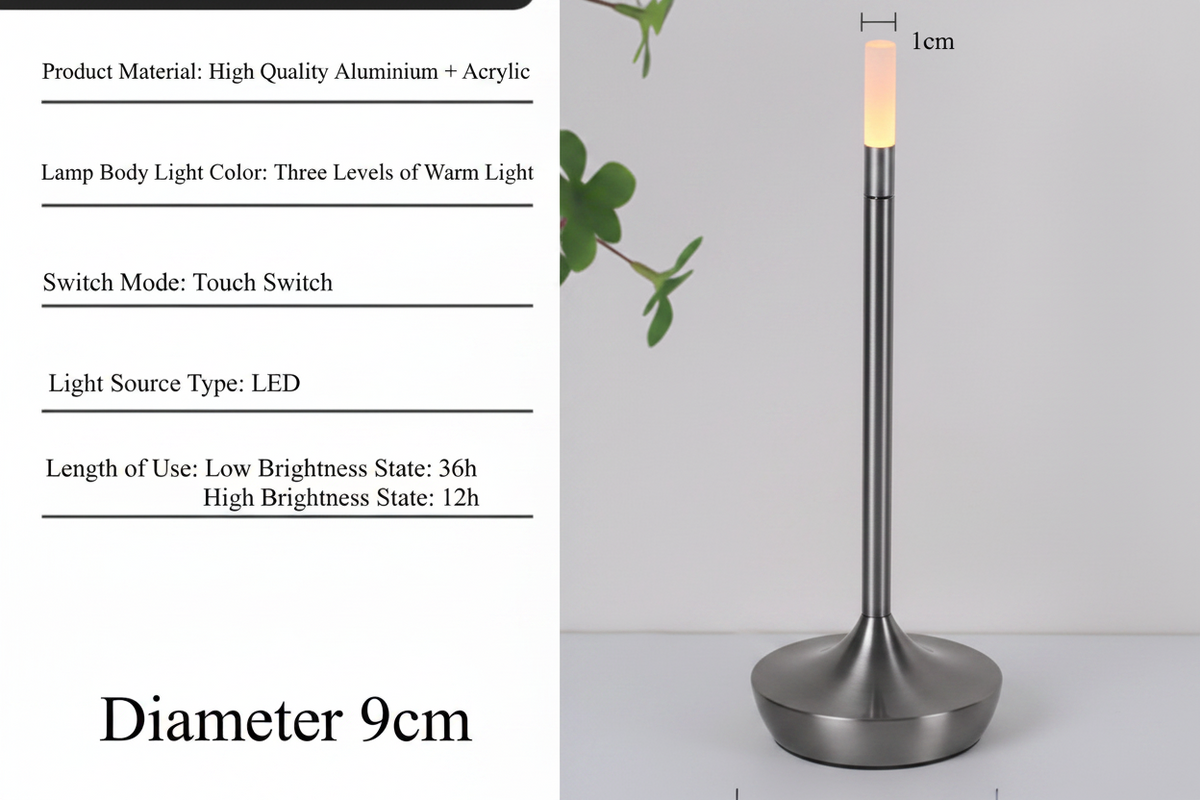 LED Candle Ambient Table Lamp – Flameless Flickering Bedside Lamp for Living Room