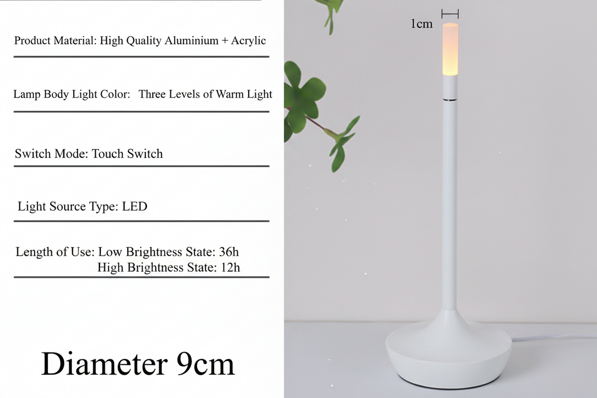 LED Candle Ambient Table Lamp – Flameless Flickering Bedside Lamp for Living Room
